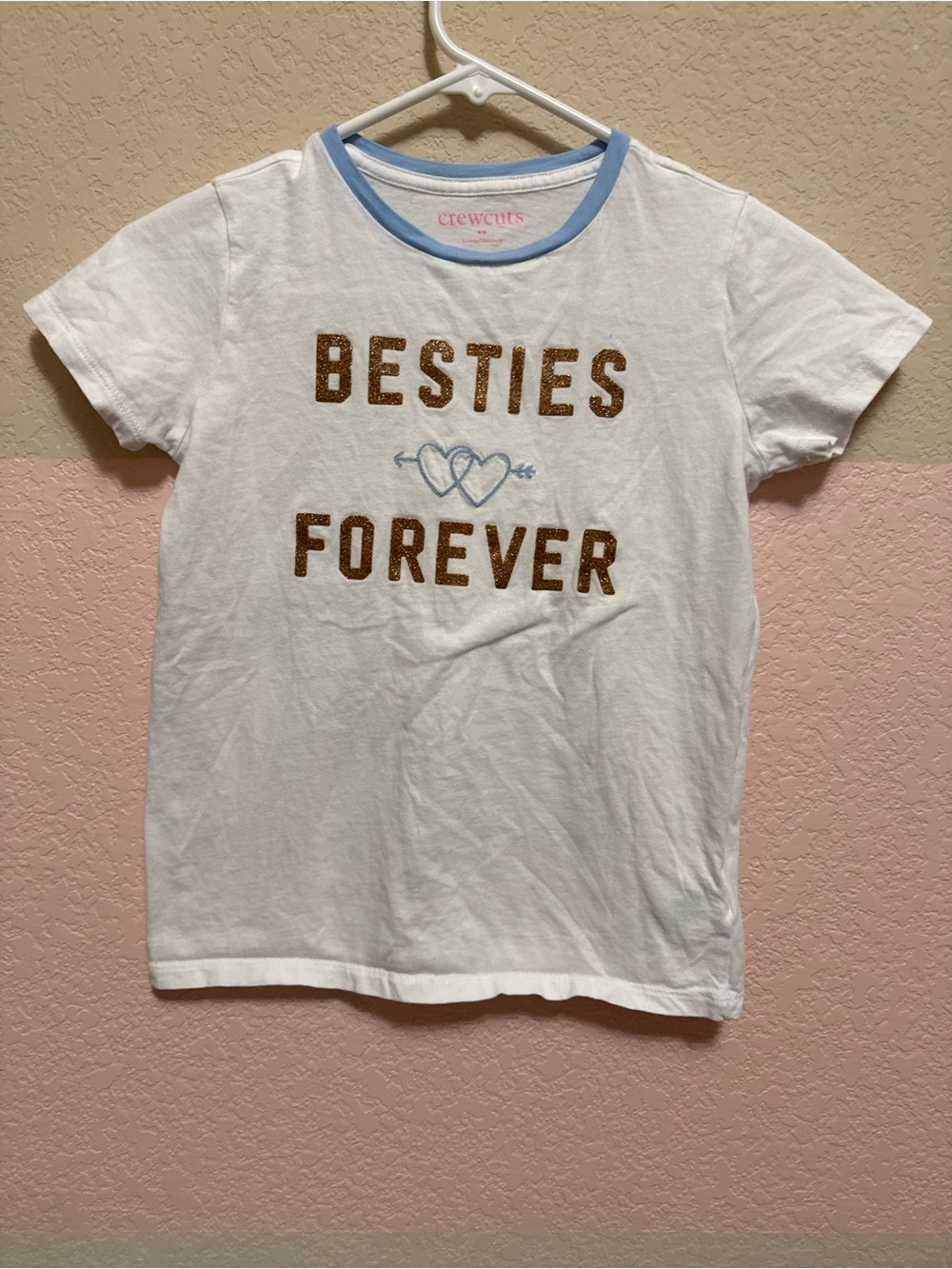 J.CREW Kids White Tee with Light Blue Trim and Gold Detail